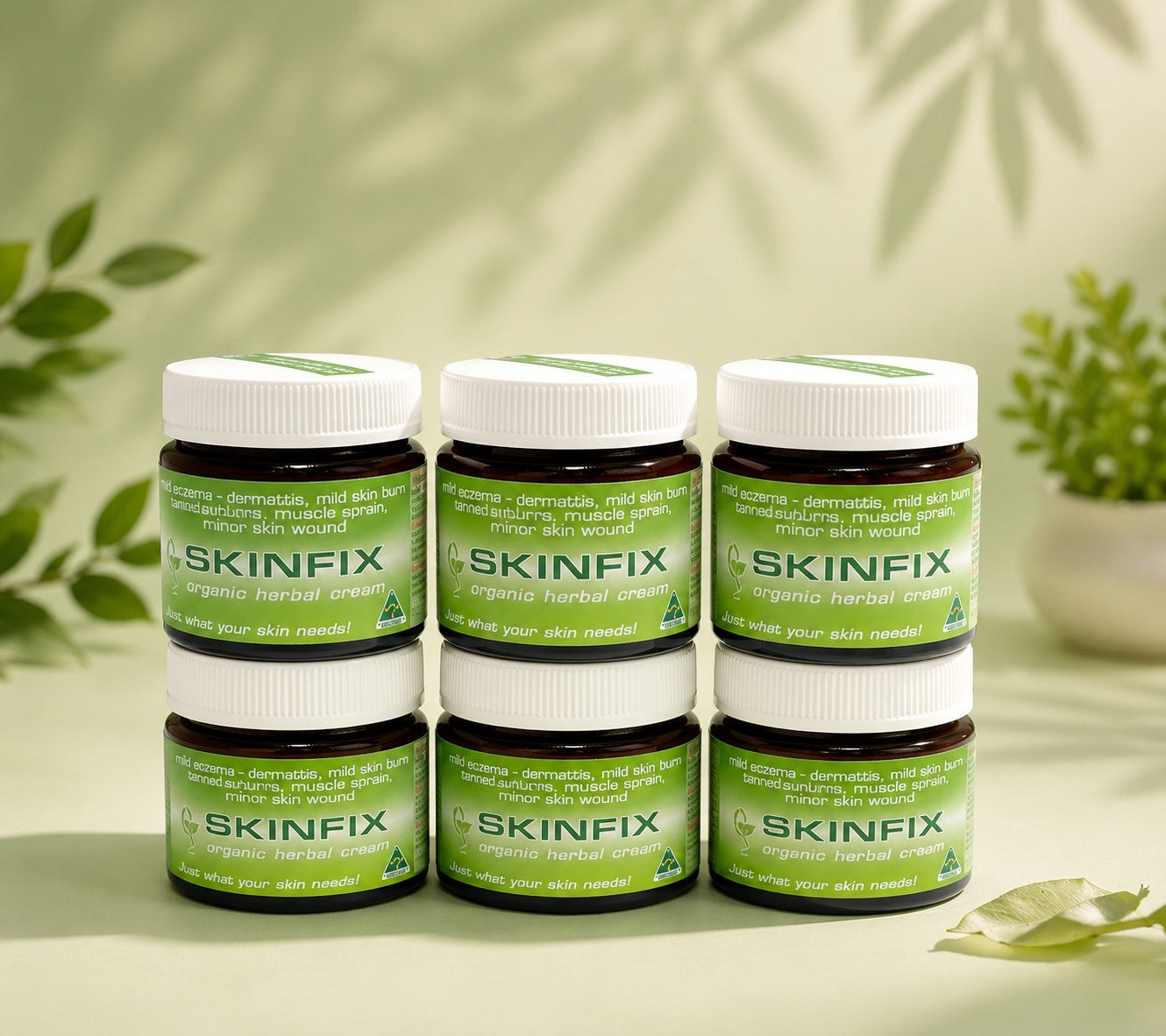 6x SKINFIX - organic herbal cream, 60mL glass jar